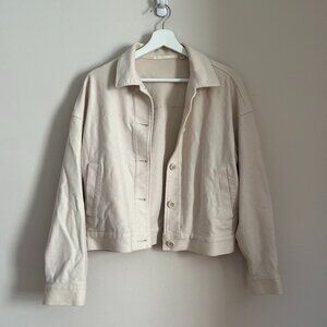 Uniqlo White Jersey Relaxed Utility Jacket